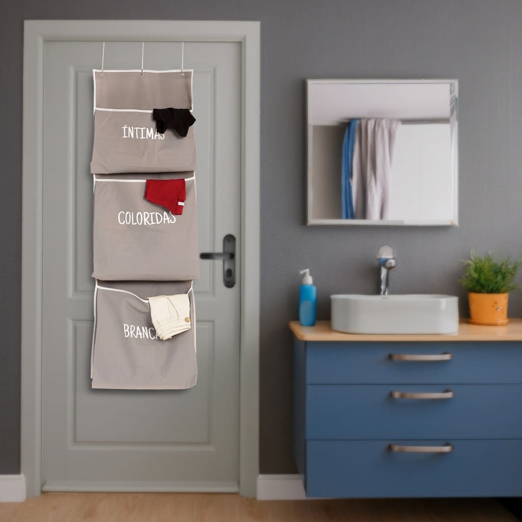 Cesto Organizador Atrás da Porta Roupa Suja Dobrável 46 L / 30 L- Acompanha ganchos