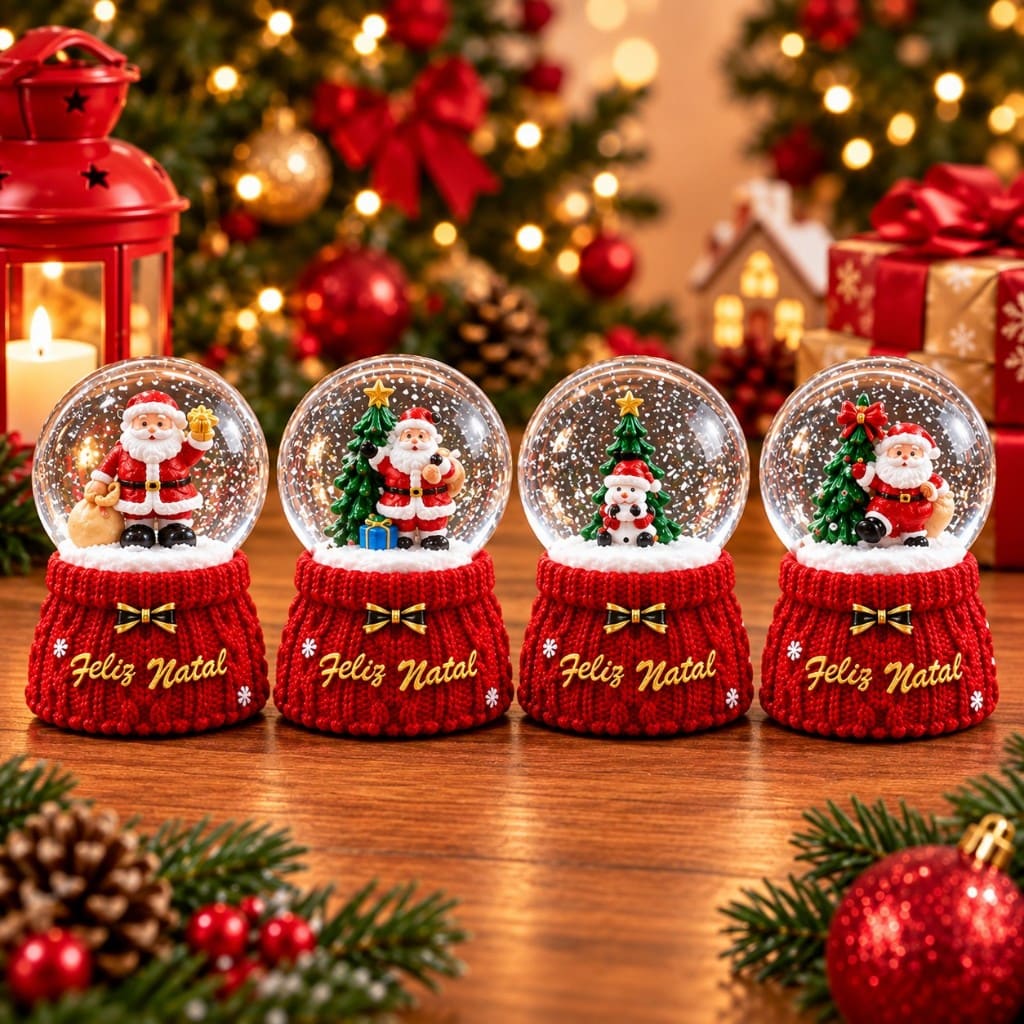 Globo de Neve Natalino 6.5CM Com LED para o Natal