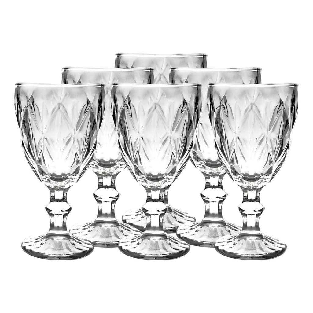 Conjunto de 6 taças de vinho de vidro de cor vermelha de 340 ml Natal